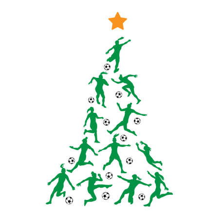 Soccer Christmas Tree. New Year Tree made of women playersのイラスト素材