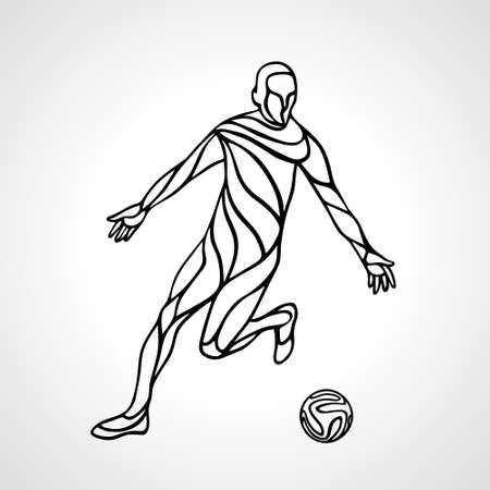 Soccer or football player kicks the ball.のイラスト素材