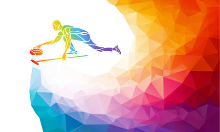 Polygonal geometric curling player vector illustration eps10のイラスト素材