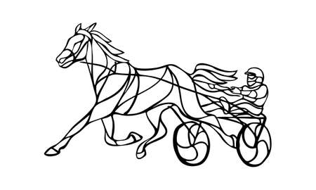Trotting. Horse riding in a race track. Vector illustrationのイラスト素材