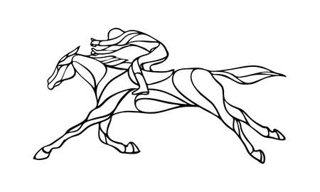 Horse race. Equestrian sport. Silhouette of racing with jockeyのイラスト素材