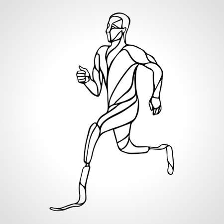 Athlete disabled amputee runner silhouette vector eps10のイラスト素材
