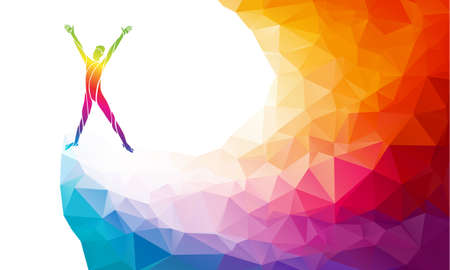 Healthy Life Arm raised man silhouette multicolorのイラスト素材