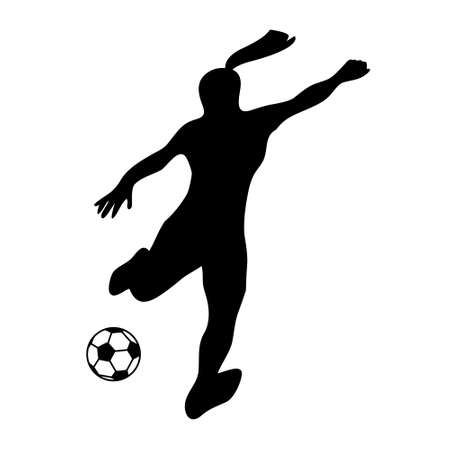 Silhouette soccer woman player. Player shooting.のイラスト素材