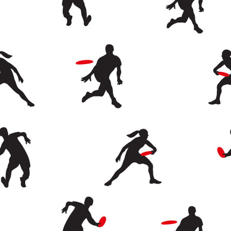 Flying disc ultimate players seamless patternのイラスト素材