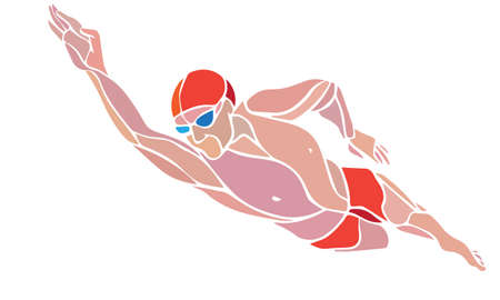 Freestyle Swimmer Silhouette. Sport swimmingのイラスト素材