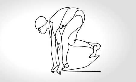 Single continuous one line drawing of swimming jumpのイラスト素材