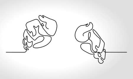 Single continuous one line cupped hands in protecting gesture.のイラスト素材