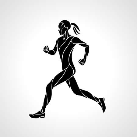 Runner or jogging. Abstract silhouette of runnig womanのイラスト素材