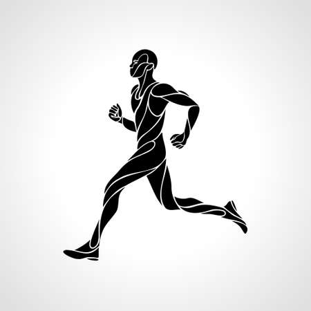 Runner or jogging. Abstract Vector silhouette of runnig manのイラスト素材