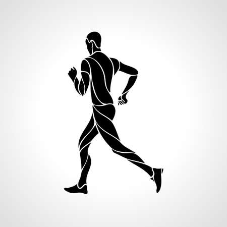 Runner or jogging. Abstract Vector silhouette of runnig manのイラスト素材