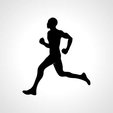 Silhouette of a running man or jogger or sprinter. Jogging and sprint concept icon or symbol.のイラスト素材