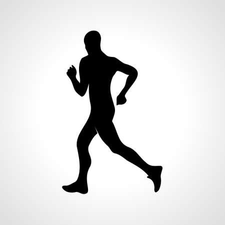 Silhouette of a running man or jogger or sprinter. Jogging and sprint concept icon or symbol.のイラスト素材