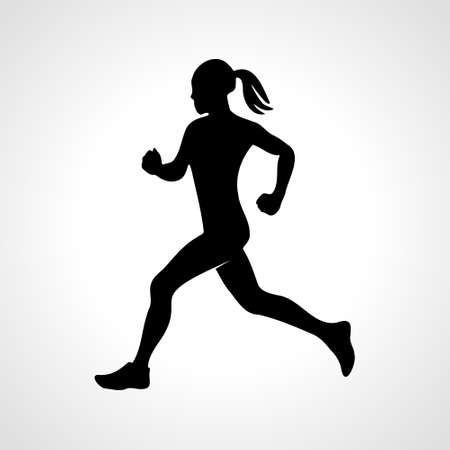 Silhouette of a running woman or jogger or sprinter. Joggingのイラスト素材
