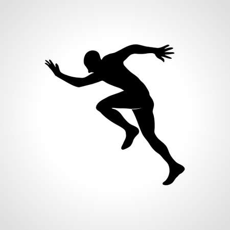 Silhouette of a running man or jogger or sprinter. Jogging and sprint concept icon or symbol.のイラスト素材