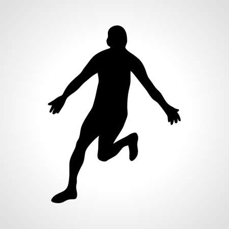Silhouette of a running man or jogger or sprinter. Jogging and sprint concept icon or symbol.のイラスト素材