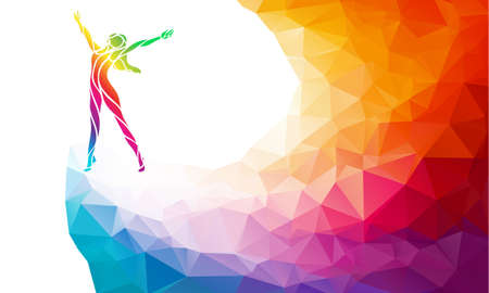 Healthy Life Arm raised woman silhouette polygonalのイラスト素材