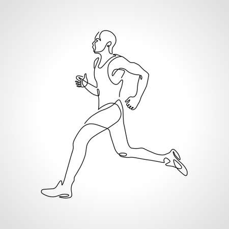 Jogging. Abstract silhouette of runnig man in one monolineのイラスト素材