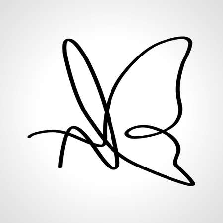 Flying Butterfly  in simple minimalist line art monoline styleのイラスト素材