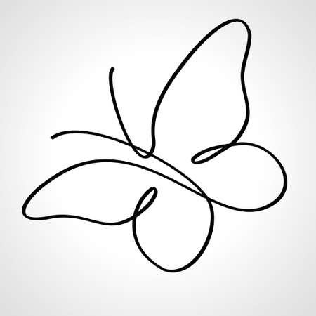 Flying Butterfly  in simple minimalist line art monoline styleのイラスト素材