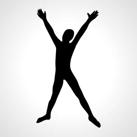 Silhouette of abstract man with raised open arms. Healthy Life  Freedom person happy and free.のイラスト素材