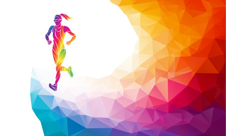Runner or jogging. Abstract Vector silhouette of runnig womanのイラスト素材