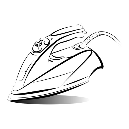Drawing of the iron on white background のイラスト素材
