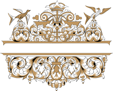 Fragment of black and gold drawing orthodoxy pattern, Russiaのイラスト素材