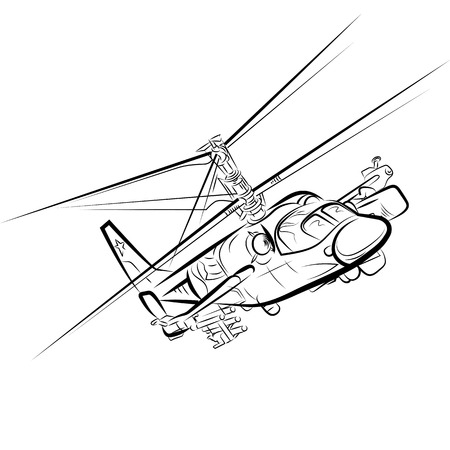 Russian military helicopter. Drawing vector illustrationのイラスト素材