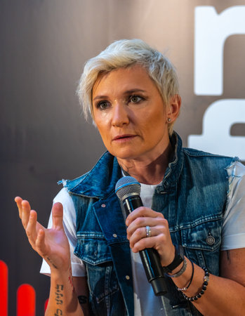 press conference of Diana Arbenina leader of rock group Nochnye Snaipery at Fox Rock Festのeditorial素材