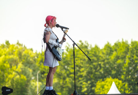 Green Island, Lipetsk, Russia 06-27-2021 the concert of the singer Dara on the stage of Fox Rock Festのeditorial素材