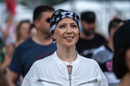 Green Island, Lipetsk, Russia 06-26-2021 TV presenter Yana Churikova at Fox Rock Festのeditorial素材