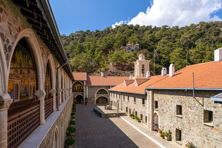 Kykkos Monastery located on the Troodos mountain range in Cyprusの写真素材