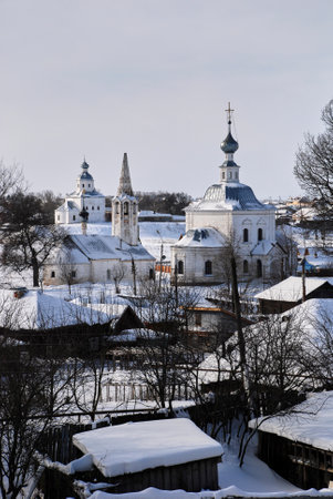 Winter Sunset in Suzdal an ancient Russian historical city .の写真素材