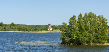 Water landscapes of Lake Onegaの写真素材