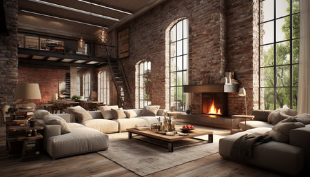 Loft Living. Stylish Design with Exposed Brick, High Ceilings and Industrial Accentsの素材