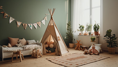 Playful and Cozy Childrens Room with Natural Lighting for Imaginative Playtimeの素材