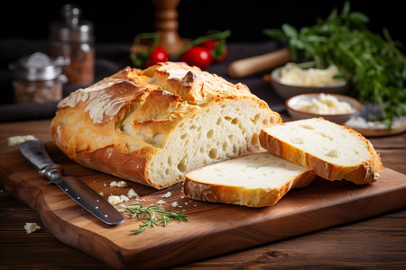 Irresistible Visual of Soft, Fluffy White Bread Loaf with Golden Crust, Freshly Bakedの素材