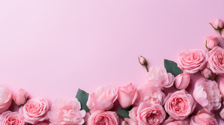 Stunning Composition. Vibrant Roses and Spacious Backdrop Perfect for Text Placement in Designの素材