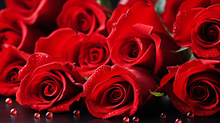 Lively Rose Cluster Against Expansive Background, Perfect for Text Integration and Design Projects.の素材