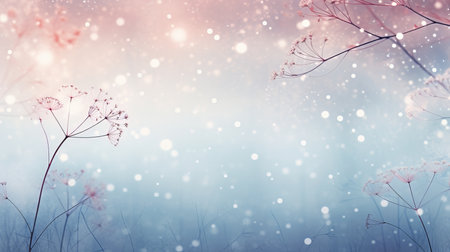 Vibrant Flowers Blooming in Serene Winter Snowscape - Beautiful Nature Photographyの素材