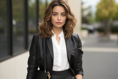 Stunning Street Portrait of a Beautiful Young Woman with Captivating Charm and Enchanting Looksの素材