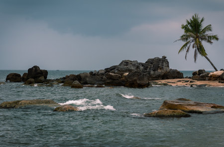 Bad weather on a tropical island, it starts to rainの写真素材