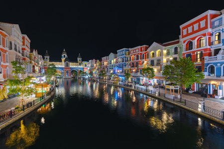 Kienxiang Province, Vietnam - February 2, 2024 Night GrandWorld Phu Quoc. This is a famous entertainment complex on Phu Quoc Island, Kienjiang Provinceのeditorial素材