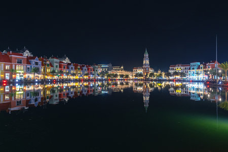 Kienxiang Province, Vietnam - February 2, 2024 Night GrandWorld Phu Quoc. This is a famous entertainment complex on Phu Quoc Island, Kienjiang Provinceのeditorial素材