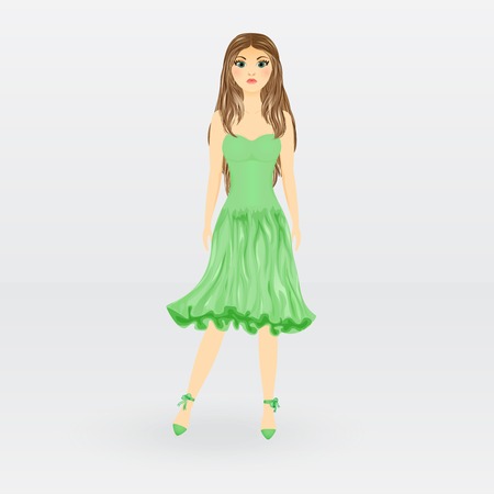 girl with a green dress  の写真素材