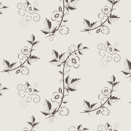 Vector retro floral background with flowers. Element for design vintage wallpaper.のイラスト素材