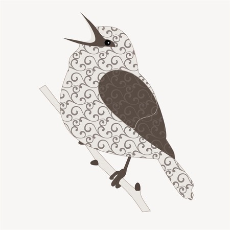Template of brochure with stylized decorative ornamental twitter birdのイラスト素材