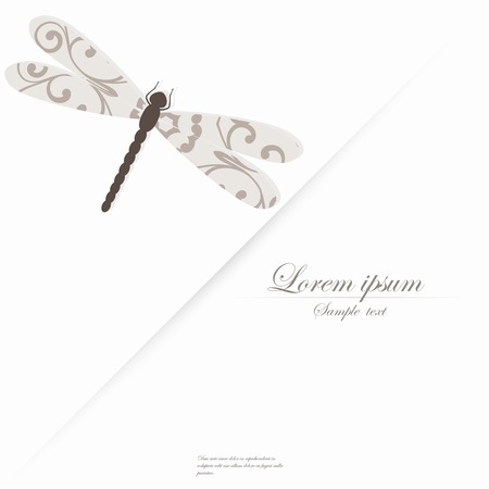 Vector template for folder, brochure, business card and birthday invitation with dragonfliesのイラスト素材