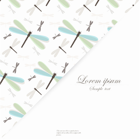 Vector template for folder, brochure, business card and birthday invitation with dragonfliesのイラスト素材